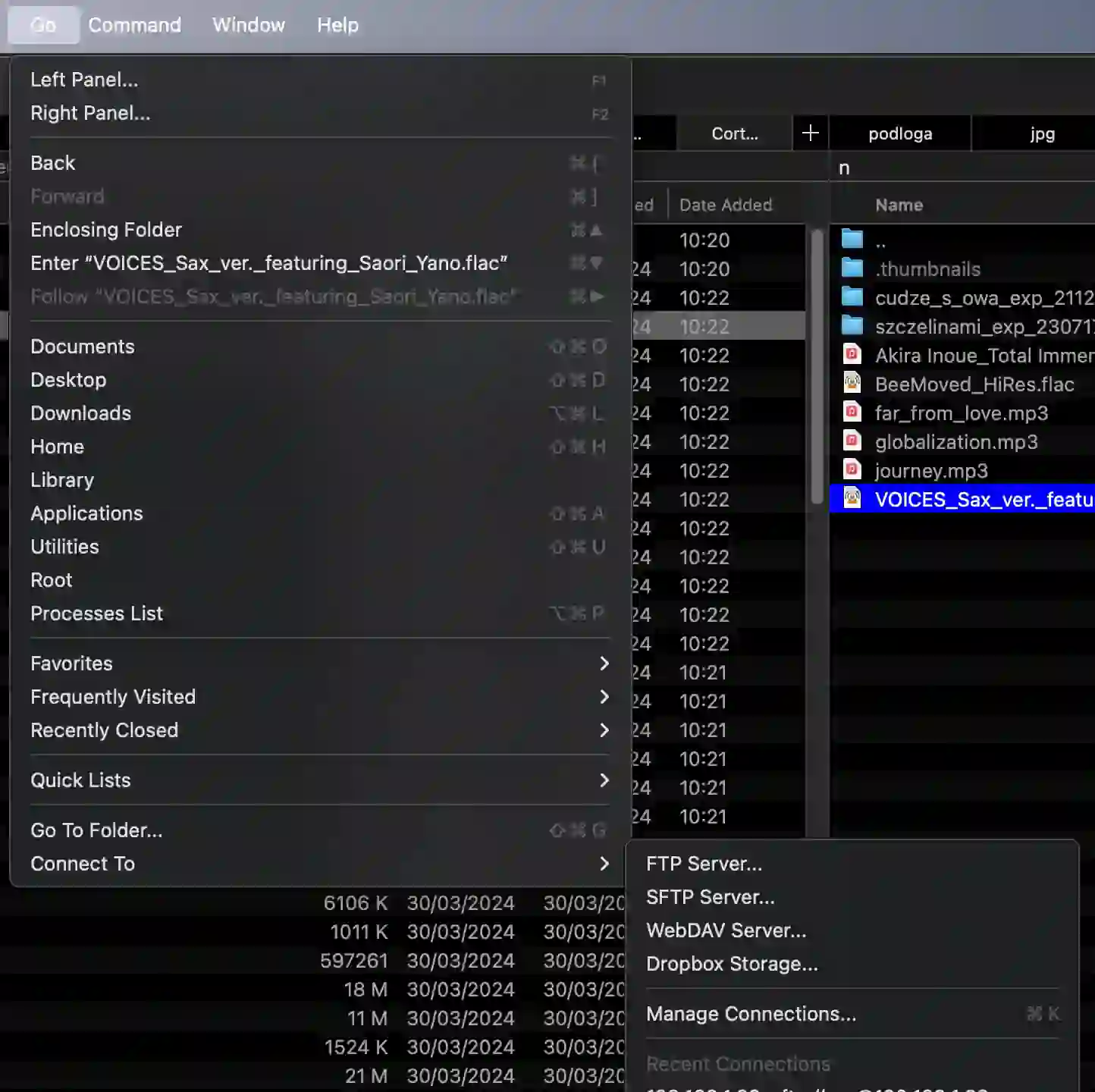 Nimble Commander FTP connection